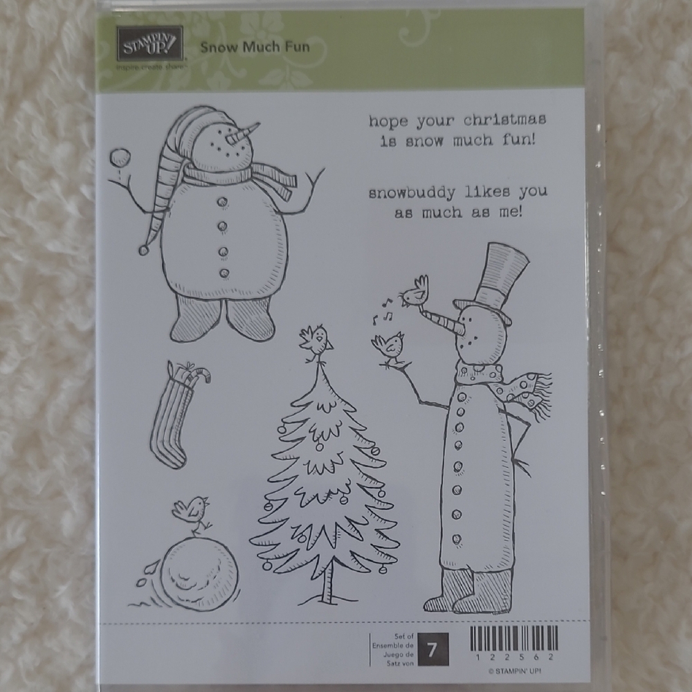 NEW Stampin' Up! Snow Much Fun Snowman Snowball Retired Holiday Stamp Set 7 Pc